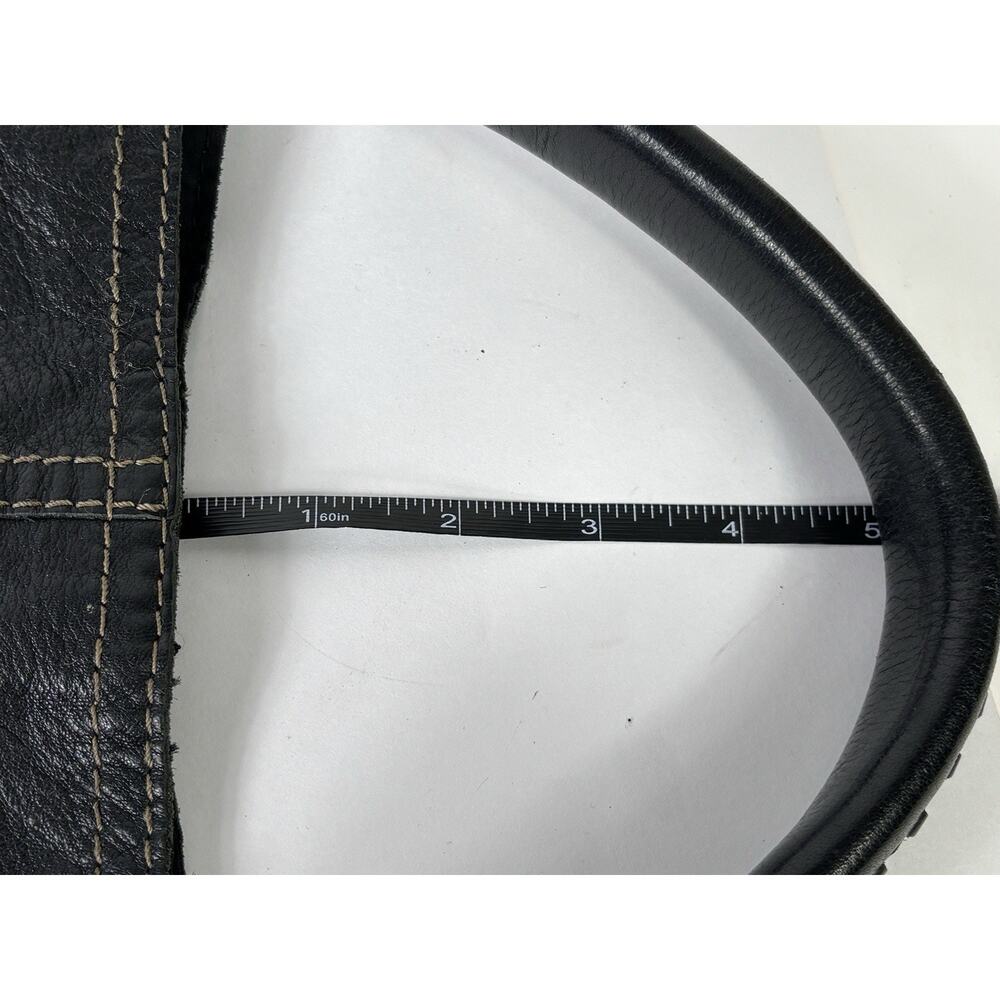 LUCKY BRAND Y2K Vintage Slouchy Whipstitch Hobo Shoulder Bag Black Leather - Picture 11 of 16